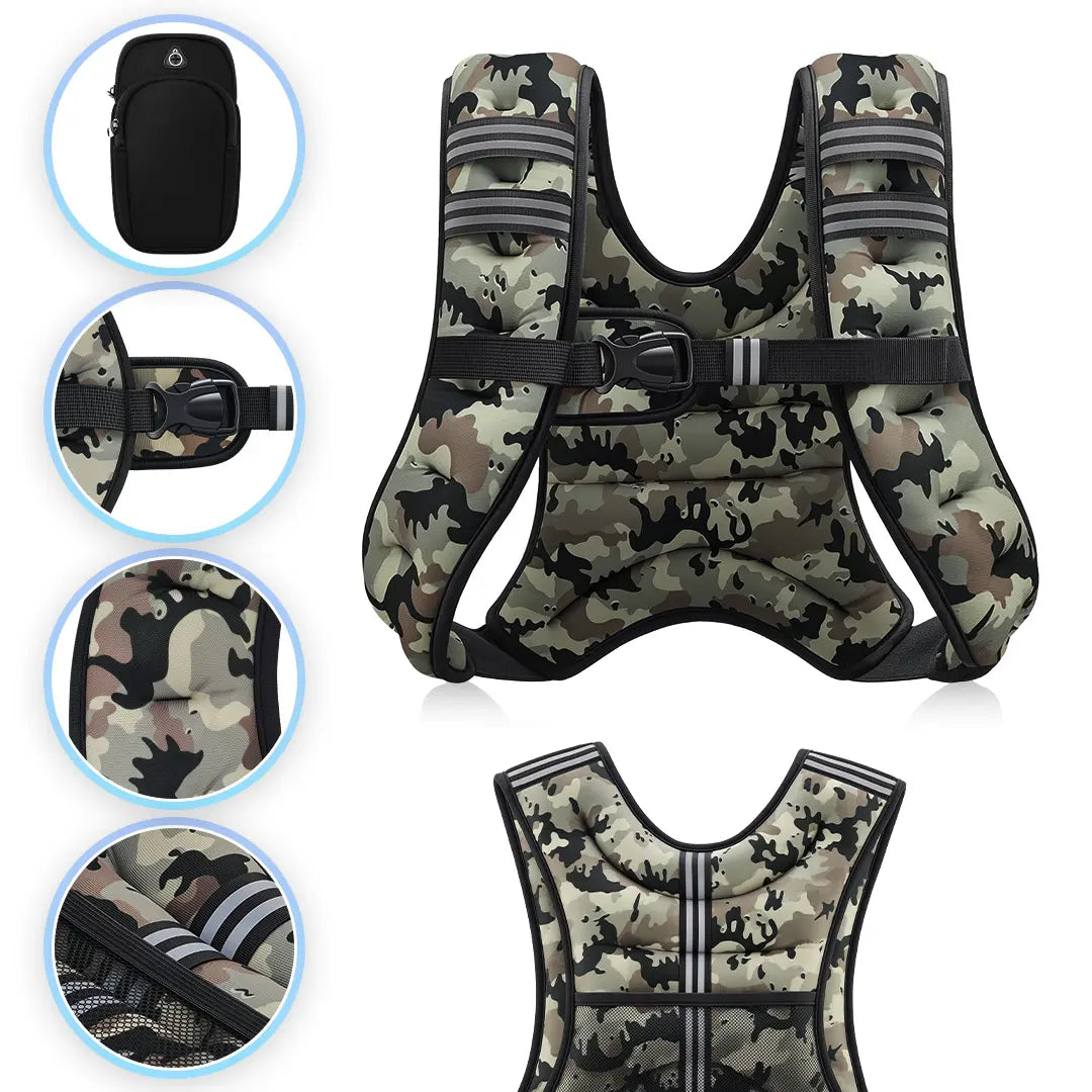 【Backtoschool】Zelus Weighted Vests,6/8/12/16/20/25/30Lb Rucking Vest with Detachable Phone Pouch&Reflective Stripes&Adjustable Straps|Exercise Equipment & Workout Enhancer for Motivational Walking,Strength Training,Running|#Tiktokshopbacktoschool