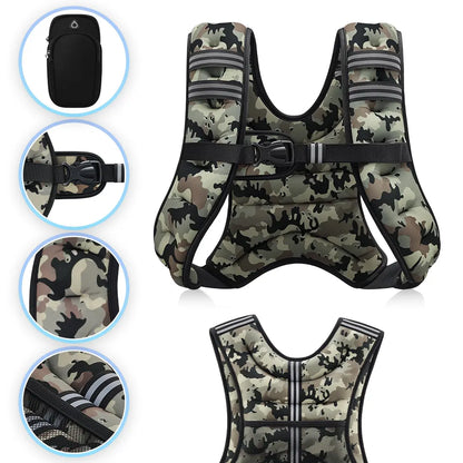 【Backtoschool】Zelus Weighted Vests,6/8/12/16/20/25/30Lb Rucking Vest with Detachable Phone Pouch&Reflective Stripes&Adjustable Straps|Exercise Equipment & Workout Enhancer for Motivational Walking,Strength Training,Running|#Tiktokshopbacktoschool