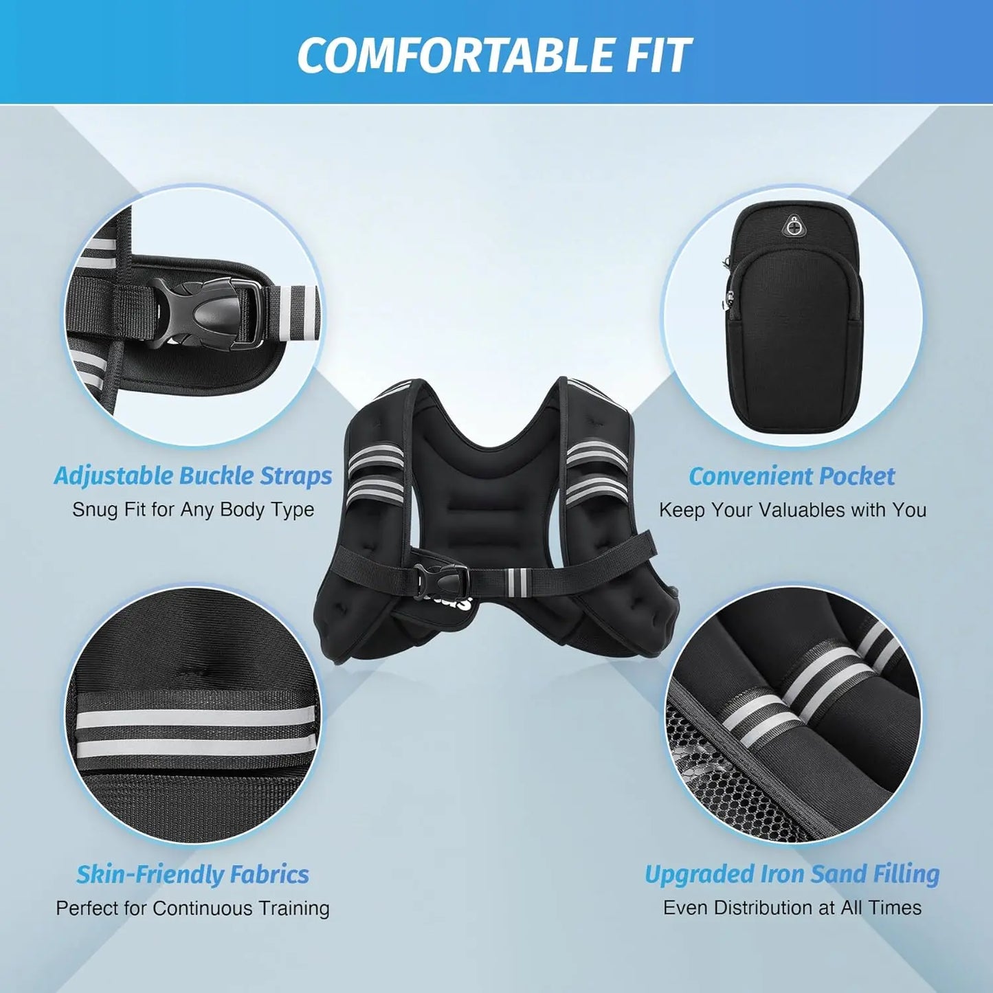 【Backtoschool】Zelus Weighted Vests,6/8/12/16/20/25/30Lb Rucking Vest with Detachable Phone Pouch&Reflective Stripes&Adjustable Straps|Exercise Equipment & Workout Enhancer for Motivational Walking,Strength Training,Running|#Tiktokshopbacktoschool
