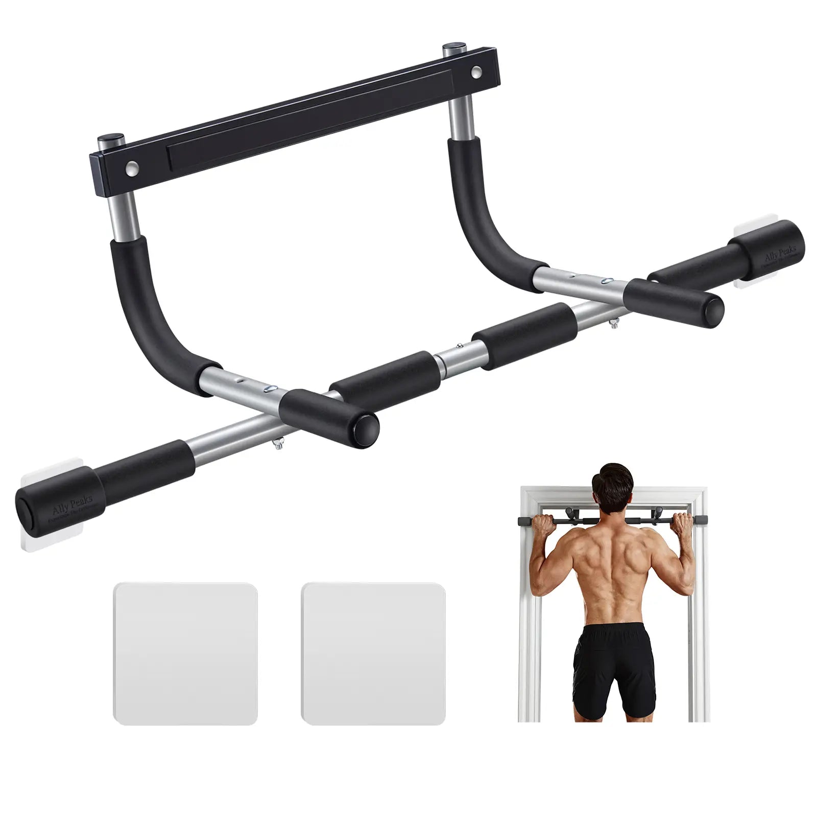 Ally Peaks Pull up Bar for Doorway | Thickened Steel Max Limit 440 Lbs Upper Body Fitness Workout Bar| Multi-Grip Strength for Doorway | Indoor Chin-Up Bar Fitness Trainer for Home Gym Portable