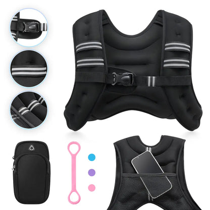 【Backtoschool】Zelus Weighted Vests,6/8/12/16/20/25/30Lb Rucking Vest with Detachable Phone Pouch&Reflective Stripes&Adjustable Straps|Exercise Equipment & Workout Enhancer for Motivational Walking,Strength Training,Running|#Tiktokshopbacktoschool