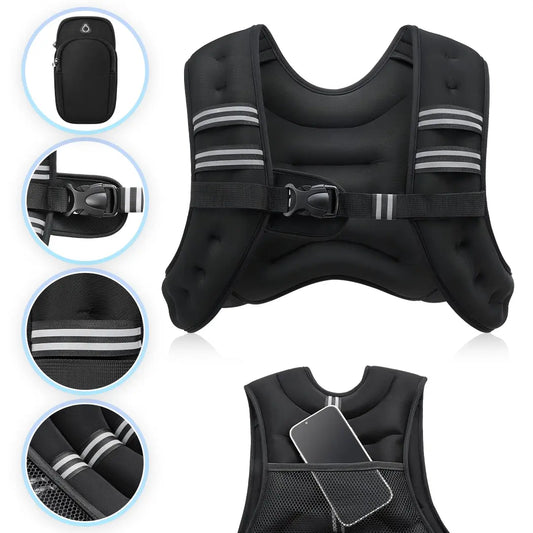 【Backtoschool】Zelus Weighted Vests,6/8/12/16/20/25/30Lb Rucking Vest with Detachable Phone Pouch&Reflective Stripes&Adjustable Straps|Exercise Equipment & Workout Enhancer for Motivational Walking,Strength Training,Running|#Tiktokshopbacktoschool