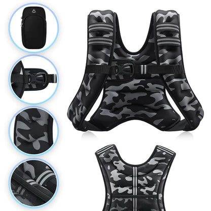 【Backtoschool】Zelus Weighted Vests,6/8/12/16/20/25/30Lb Rucking Vest with Detachable Phone Pouch&Reflective Stripes&Adjustable Straps|Exercise Equipment & Workout Enhancer for Motivational Walking,Strength Training,Running|#Tiktokshopbacktoschool