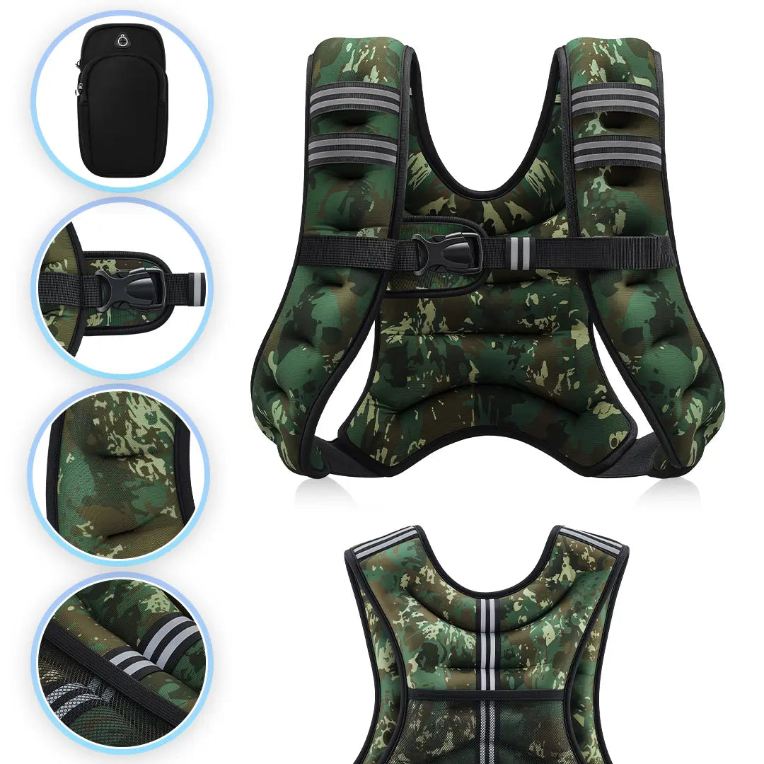 【Backtoschool】Zelus Weighted Vests,6/8/12/16/20/25/30Lb Rucking Vest with Detachable Phone Pouch&Reflective Stripes&Adjustable Straps|Exercise Equipment & Workout Enhancer for Motivational Walking,Strength Training,Running|#Tiktokshopbacktoschool