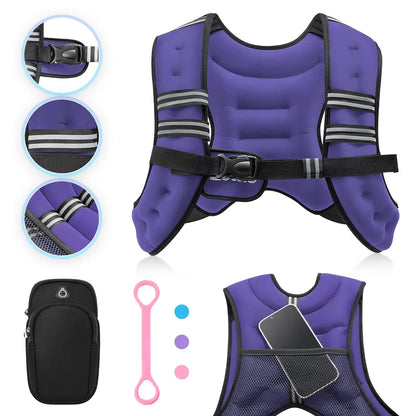 【Backtoschool】Zelus Weighted Vests,6/8/12/16/20/25/30Lb Rucking Vest with Detachable Phone Pouch&Reflective Stripes&Adjustable Straps|Exercise Equipment & Workout Enhancer for Motivational Walking,Strength Training,Running|#Tiktokshopbacktoschool