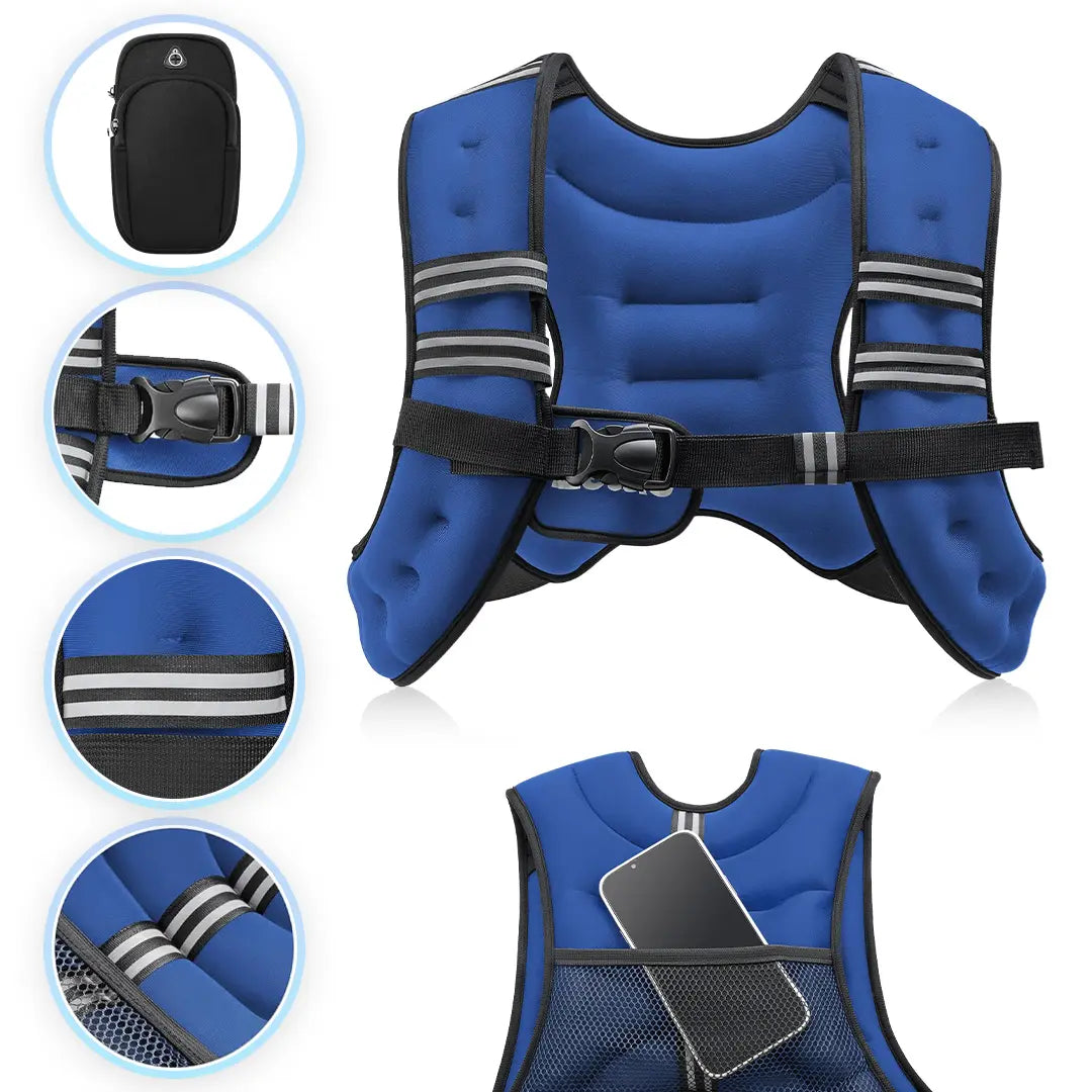 【Backtoschool】Zelus Weighted Vests,6/8/12/16/20/25/30Lb Rucking Vest with Detachable Phone Pouch&Reflective Stripes&Adjustable Straps|Exercise Equipment & Workout Enhancer for Motivational Walking,Strength Training,Running|#Tiktokshopbacktoschool