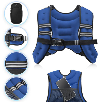 【Backtoschool】Zelus Weighted Vests,6/8/12/16/20/25/30Lb Rucking Vest with Detachable Phone Pouch&Reflective Stripes&Adjustable Straps|Exercise Equipment & Workout Enhancer for Motivational Walking,Strength Training,Running|#Tiktokshopbacktoschool