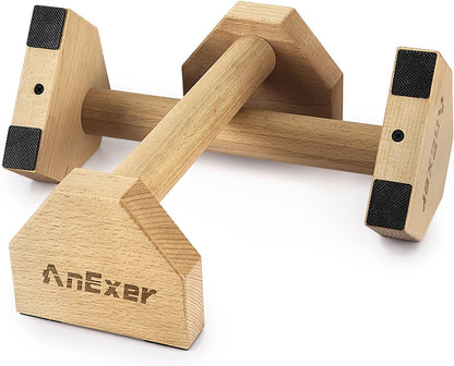 Elevate Your Workout with Solid Wood Push Up Stands - Non-Slip Parallettes for Home Strength Training