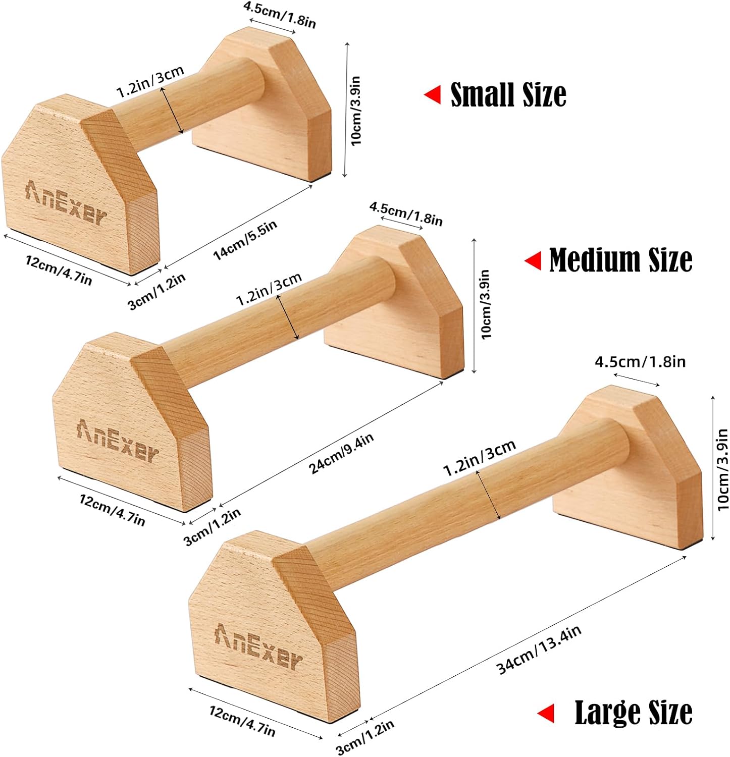 Elevate Your Workout with Solid Wood Push Up Stands - Non-Slip Parallettes for Home Strength Training