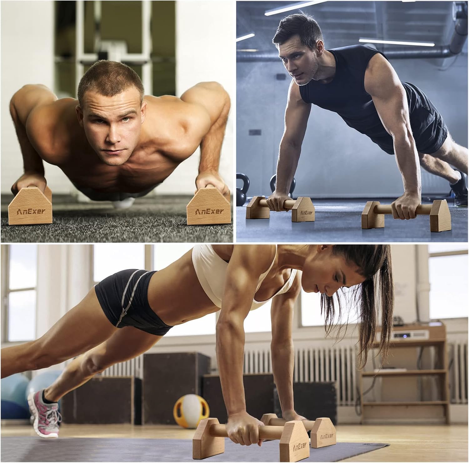 Elevate Your Workout with Solid Wood Push Up Stands - Non-Slip Parallettes for Home Strength Training