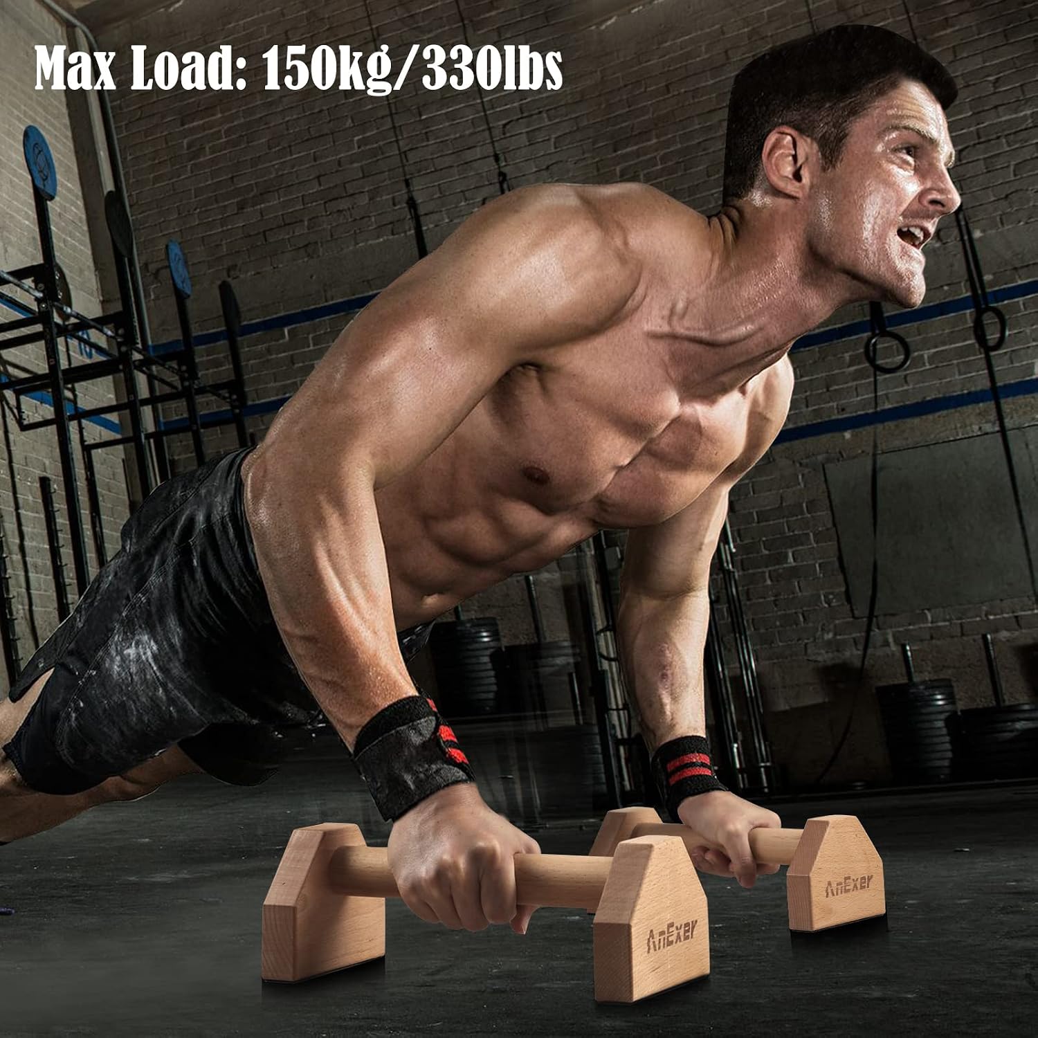 Elevate Your Workout with Solid Wood Push Up Stands - Non-Slip Parallettes for Home Strength Training