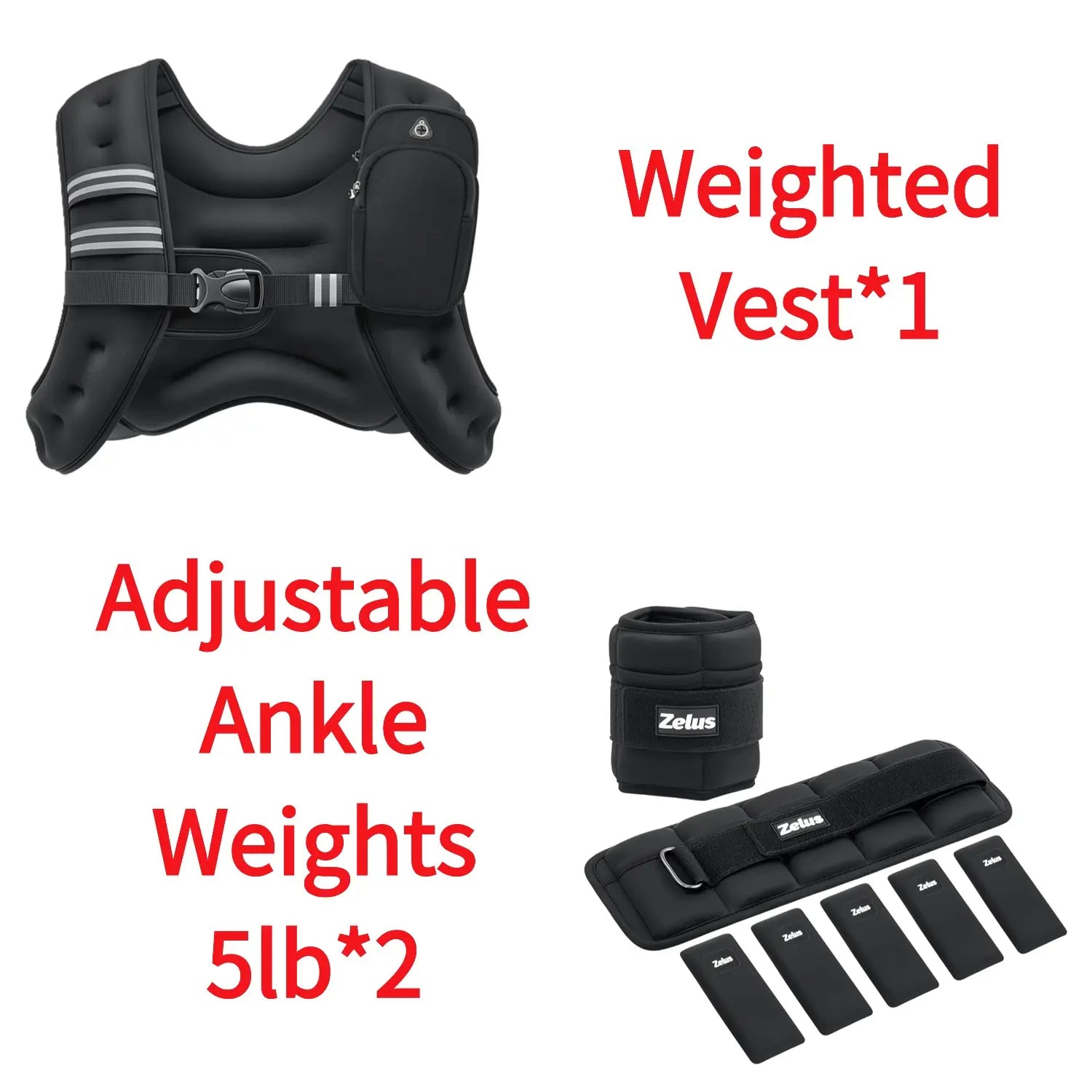 【Backtoschool】Zelus Weighted Vests,6/8/12/16/20/25/30Lb Rucking Vest with Detachable Phone Pouch&Reflective Stripes&Adjustable Straps|Exercise Equipment & Workout Enhancer for Motivational Walking,Strength Training,Running|#Tiktokshopbacktoschool