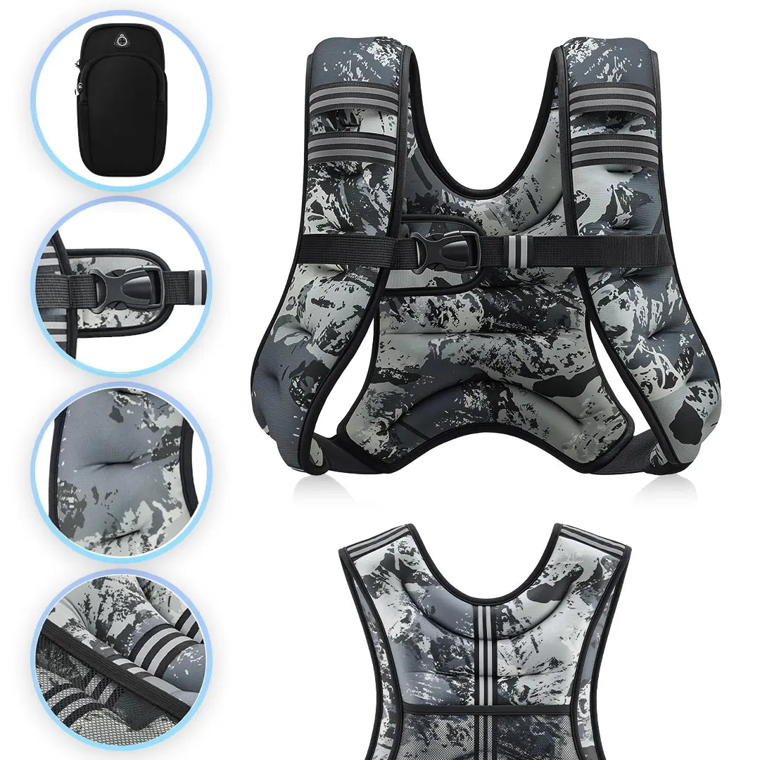 【Backtoschool】Zelus Weighted Vests,6/8/12/16/20/25/30Lb Rucking Vest with Detachable Phone Pouch&Reflective Stripes&Adjustable Straps|Exercise Equipment & Workout Enhancer for Motivational Walking,Strength Training,Running|#Tiktokshopbacktoschool