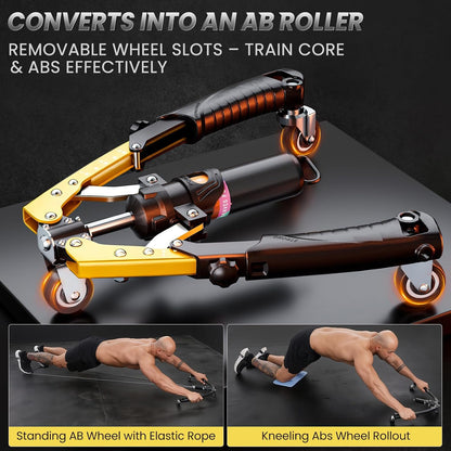Hydraulic 3-in-1 Twister Arm Trainer with Adjustable Resistance, Ab Roller Wheels, and Hooks for Comprehensive Full Body Strength Training at Home