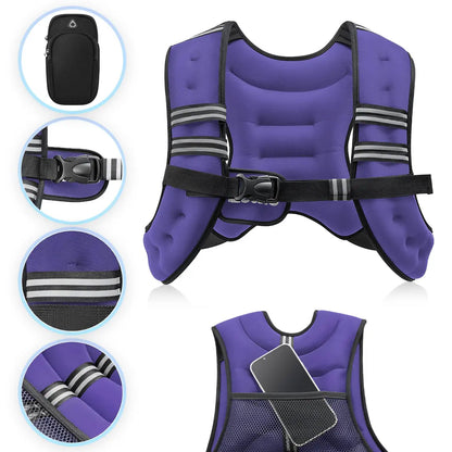 【Backtoschool】Zelus Weighted Vests,6/8/12/16/20/25/30Lb Rucking Vest with Detachable Phone Pouch&Reflective Stripes&Adjustable Straps|Exercise Equipment & Workout Enhancer for Motivational Walking,Strength Training,Running|#Tiktokshopbacktoschool