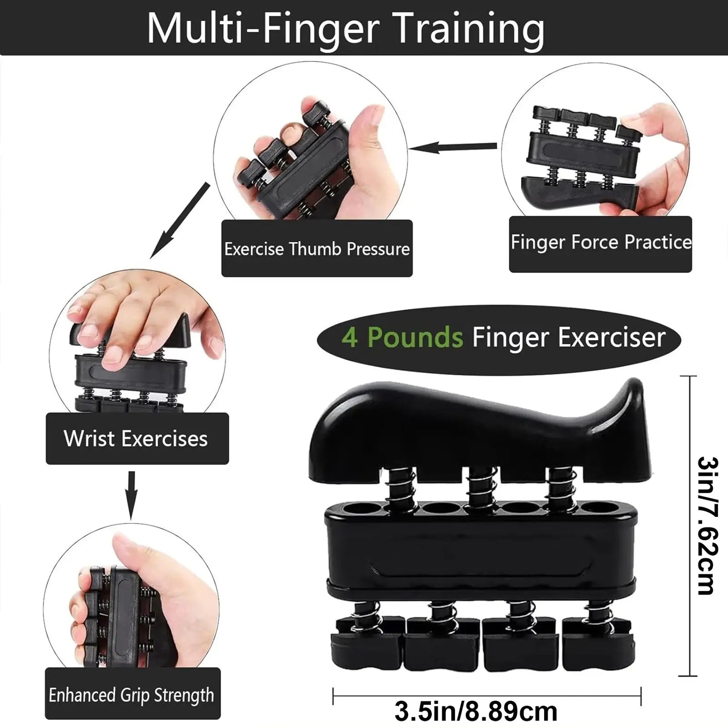 Pro Grip Trainer 4-Pack - Adjustable Resistance (10-130 Lbs) Strength Training Exercise Equipment, Forearm Muscle Builder for Office/Gym Use & Carpal Tunnel Relief