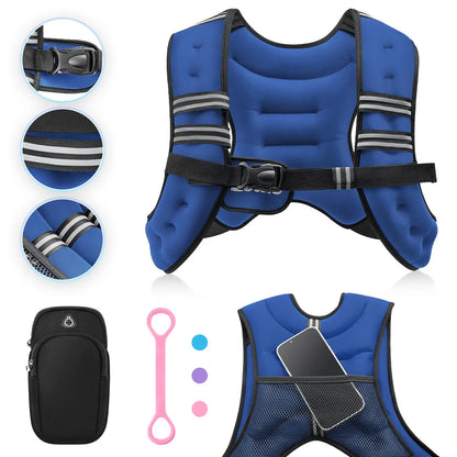 【Backtoschool】Zelus Weighted Vests,6/8/12/16/20/25/30Lb Rucking Vest with Detachable Phone Pouch&Reflective Stripes&Adjustable Straps|Exercise Equipment & Workout Enhancer for Motivational Walking,Strength Training,Running|#Tiktokshopbacktoschool