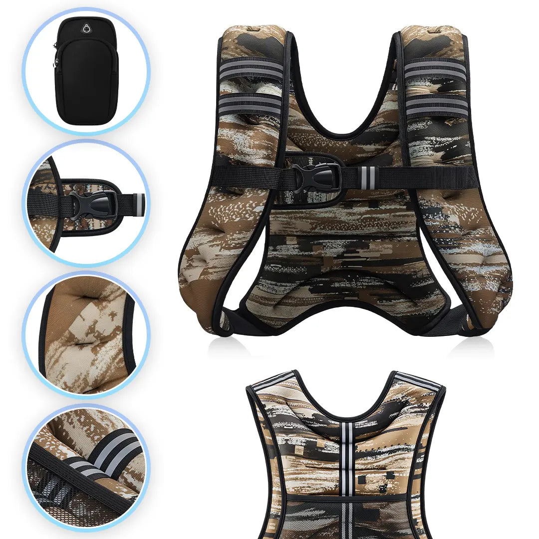 【Backtoschool】Zelus Weighted Vests,6/8/12/16/20/25/30Lb Rucking Vest with Detachable Phone Pouch&Reflective Stripes&Adjustable Straps|Exercise Equipment & Workout Enhancer for Motivational Walking,Strength Training,Running|#Tiktokshopbacktoschool