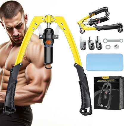 Hydraulic 3-in-1 Twister Arm Trainer with Adjustable Resistance, Ab Roller Wheels, and Hooks for Comprehensive Full Body Strength Training at Home