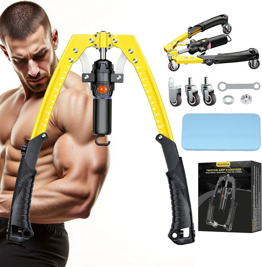 Hydraulic 3-in-1 Twister Arm Trainer with Adjustable Resistance, Ab Roller Wheels, and Hooks for Comprehensive Full Body Strength Training at Home