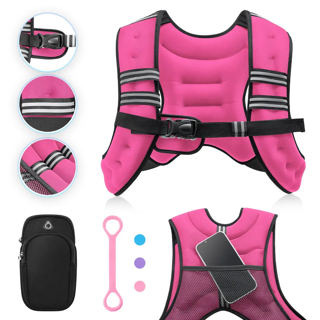 【Backtoschool】Zelus Weighted Vests,6/8/12/16/20/25/30Lb Rucking Vest with Detachable Phone Pouch&Reflective Stripes&Adjustable Straps|Exercise Equipment & Workout Enhancer for Motivational Walking,Strength Training,Running|#Tiktokshopbacktoschool