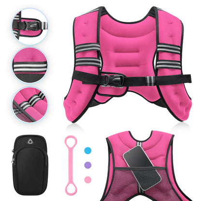 【Backtoschool】Zelus Weighted Vests,6/8/12/16/20/25/30Lb Rucking Vest with Detachable Phone Pouch&Reflective Stripes&Adjustable Straps|Exercise Equipment & Workout Enhancer for Motivational Walking,Strength Training,Running|#Tiktokshopbacktoschool