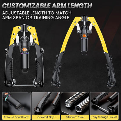 Hydraulic 3-in-1 Twister Arm Trainer with Adjustable Resistance, Ab Roller Wheels, and Hooks for Comprehensive Full Body Strength Training at Home