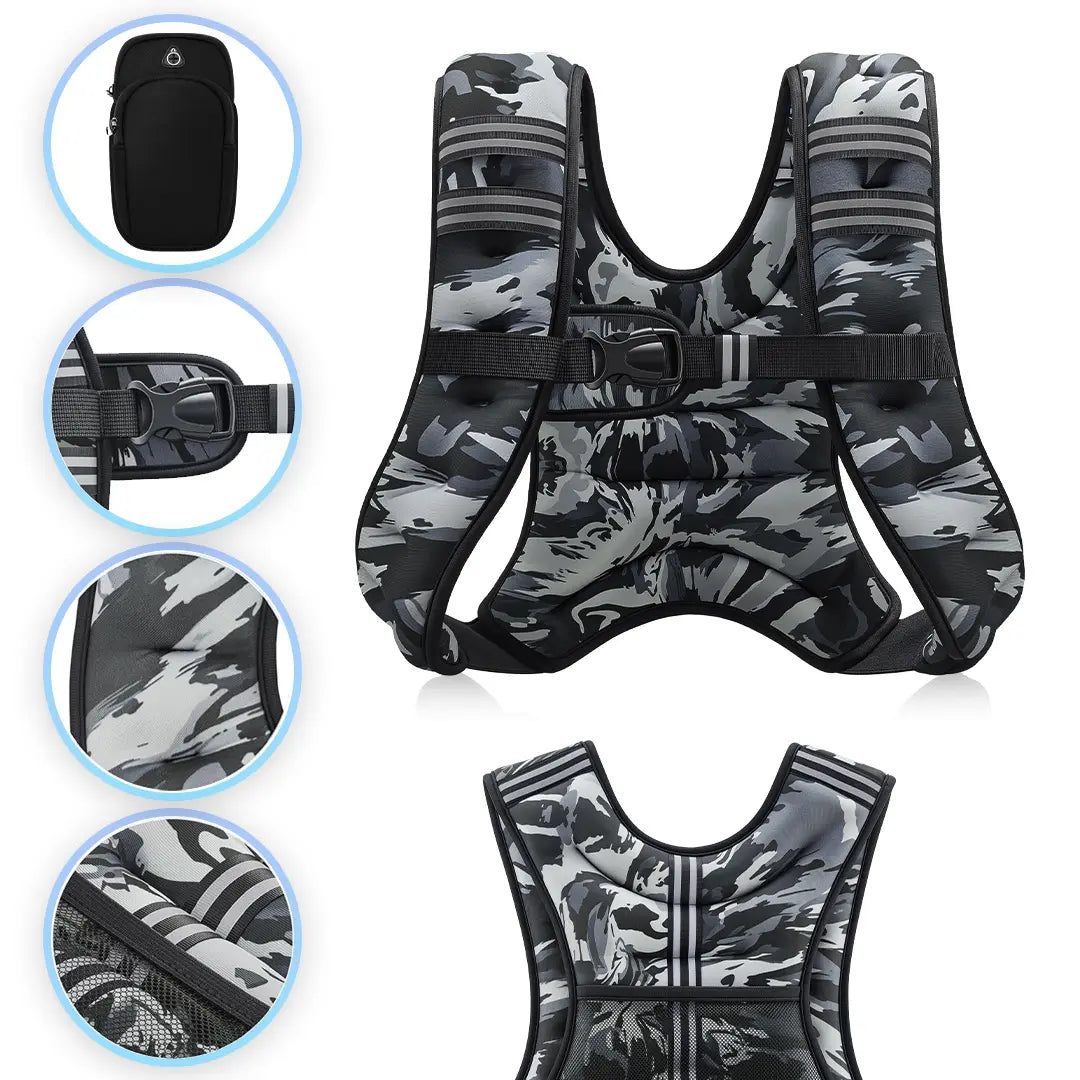 【Backtoschool】Zelus Weighted Vests,6/8/12/16/20/25/30Lb Rucking Vest with Detachable Phone Pouch&Reflective Stripes&Adjustable Straps|Exercise Equipment & Workout Enhancer for Motivational Walking,Strength Training,Running|#Tiktokshopbacktoschool