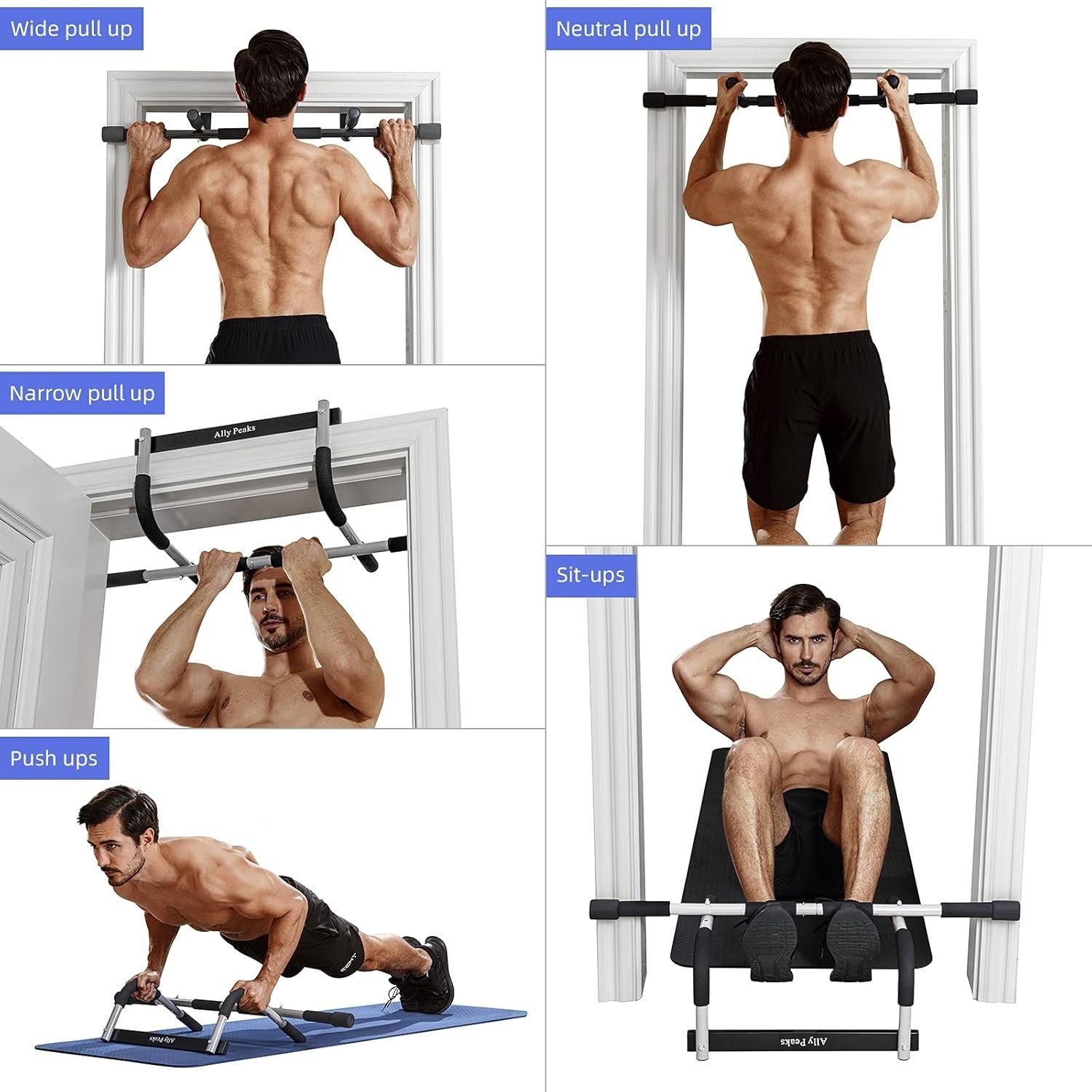 Ally Peaks Multi-Grip Doorway Pull-Up Bar - 440 lb Capacity